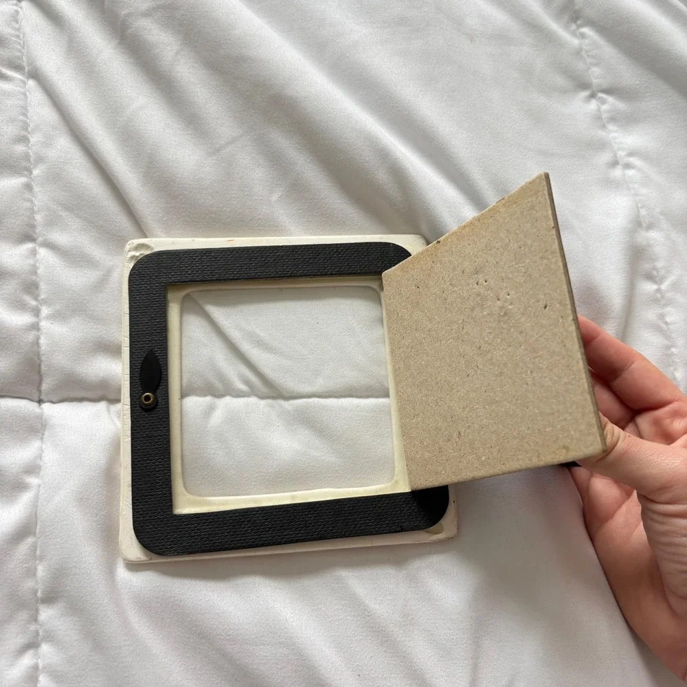 Vintage Ceramic Speckled Floral Square Picture Frame Cream Brown 5x5 Cottageore